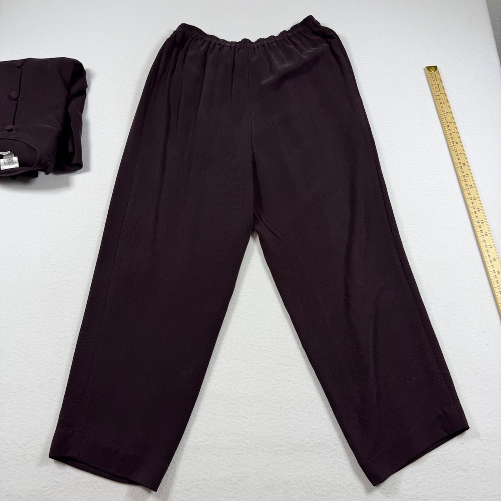 Eileen Fisher Womens Small 100% Silk 2 Piece Set Jacket Pants Purple Eggplant S - Picture 5 of 11